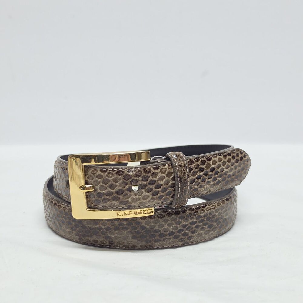 Vintage Y2K Nine West Snakeskin Print Italian Leather Women's Belt Size M NEW